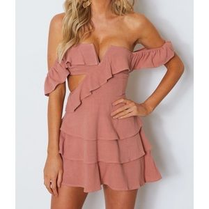 Pink white fox dress